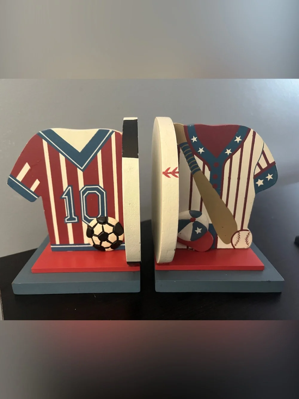 Patriotic Sports Wooden Wall Shelf - Red, Blue & White